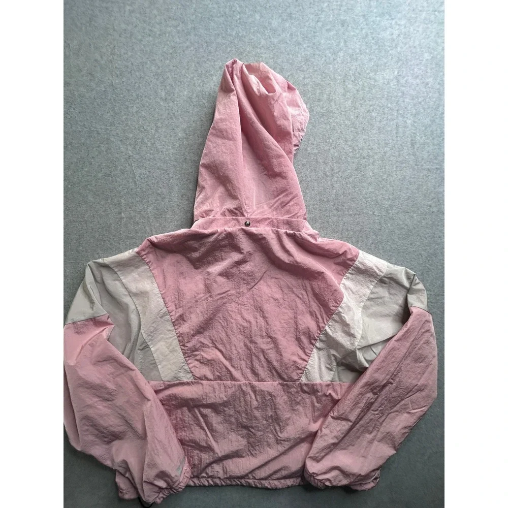 Pink Victoria's Secret Colorblock Windbreaker Jacket Pink White Hooded Medium